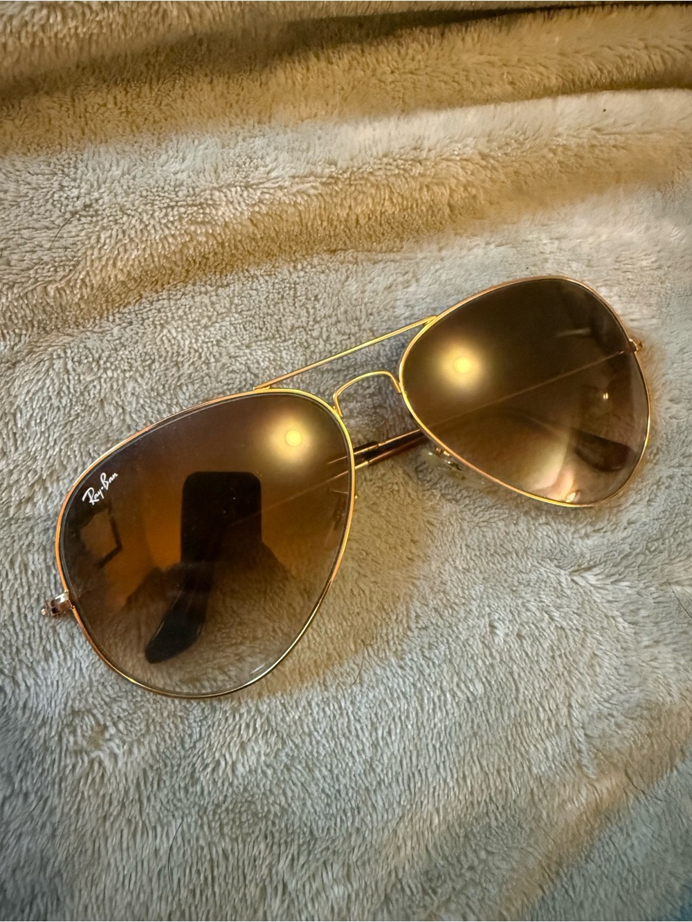 Ray-Ban Gold Frame Brown Gradient Aviator Sunglasses